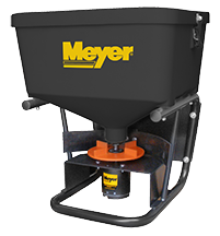 Meyer Baseline Spreader mounts on a 2" reciever hitch on the back of a pickup.&nbsp; The electrical motor can be controlled in the cab of the truck.